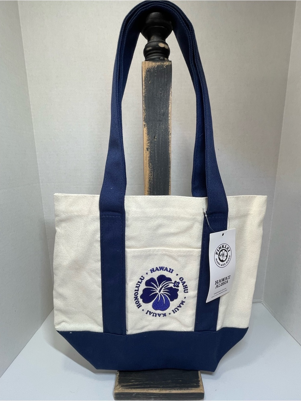 Hawaii Aloha Navy Mini Canvas Tote Bag